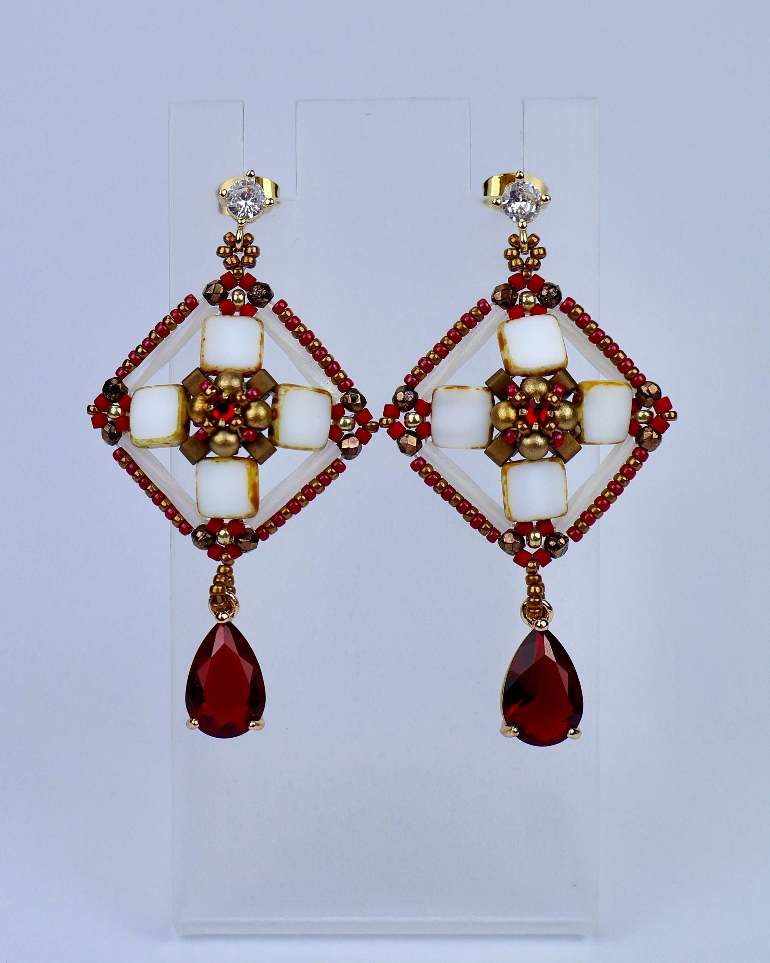 ''MOSAIC FLOWER'' EARRINGS