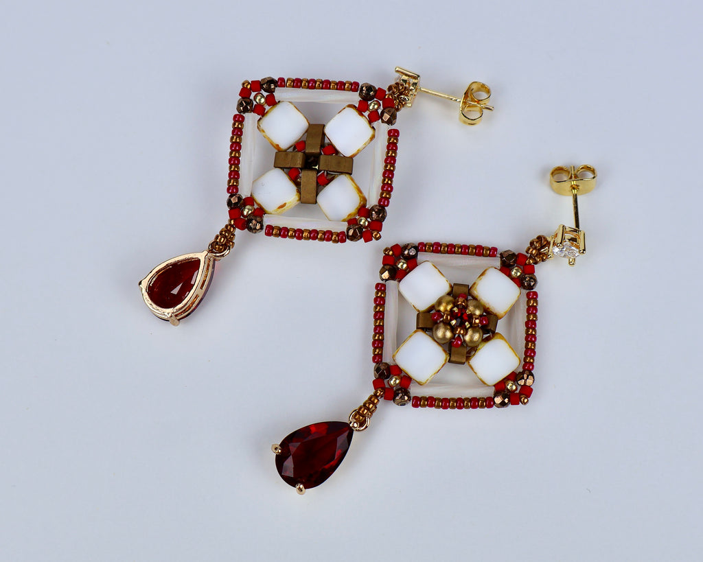 ''MOSAIC FLOWER'' EARRINGS
